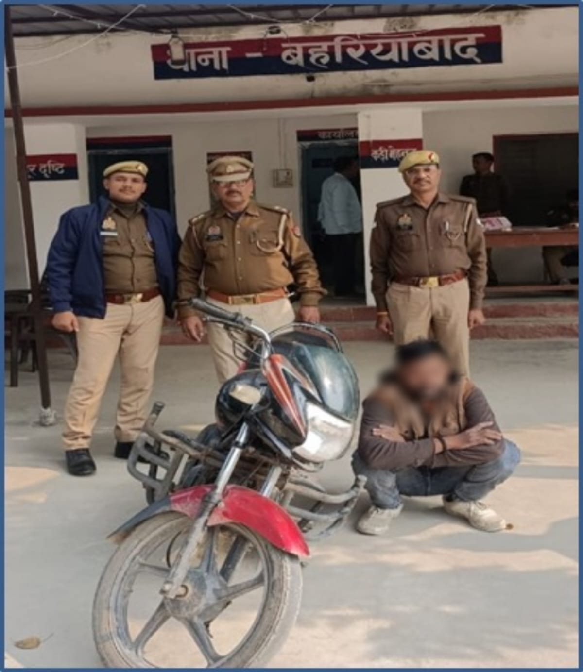 चोरी की मोटरसाइकिल के साथ एक आरोपी गिरफ्तार, बहरियाबाद पुलिस की बड़ी कार्रवाई